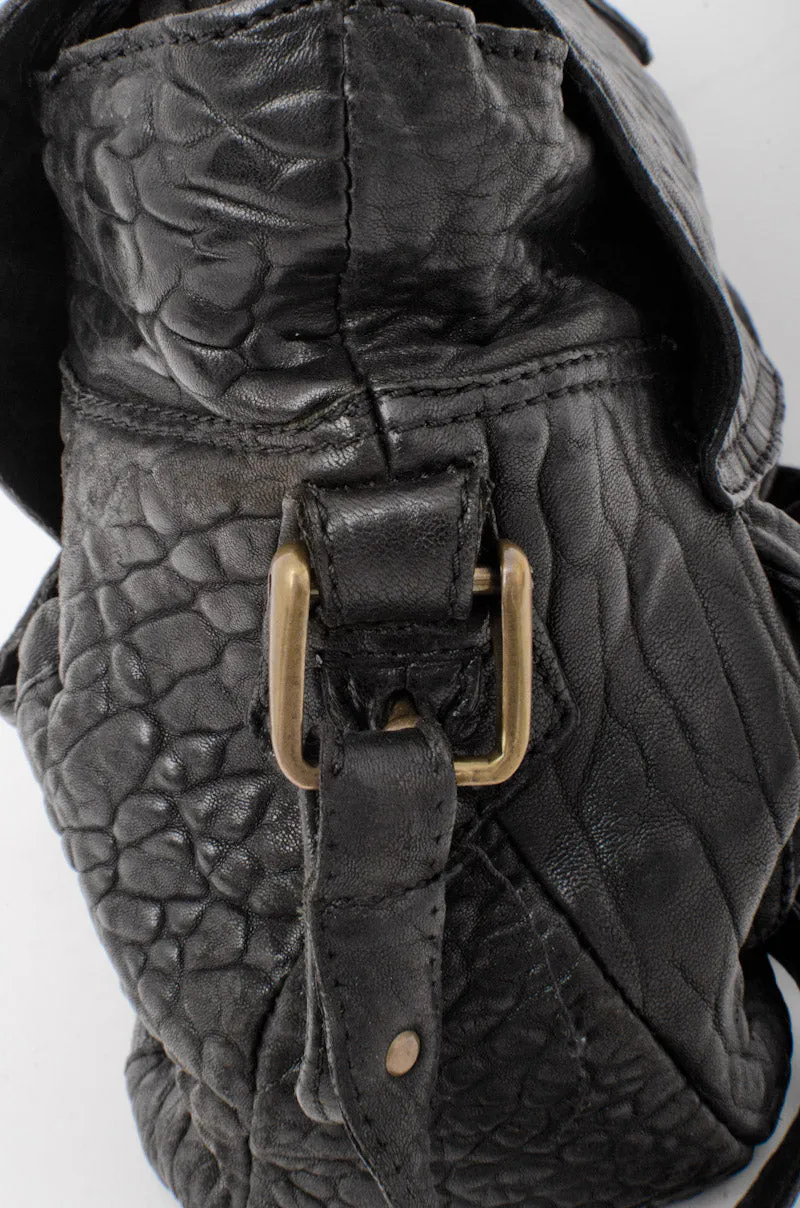 PEBBLED LEATHER FLAP BAG