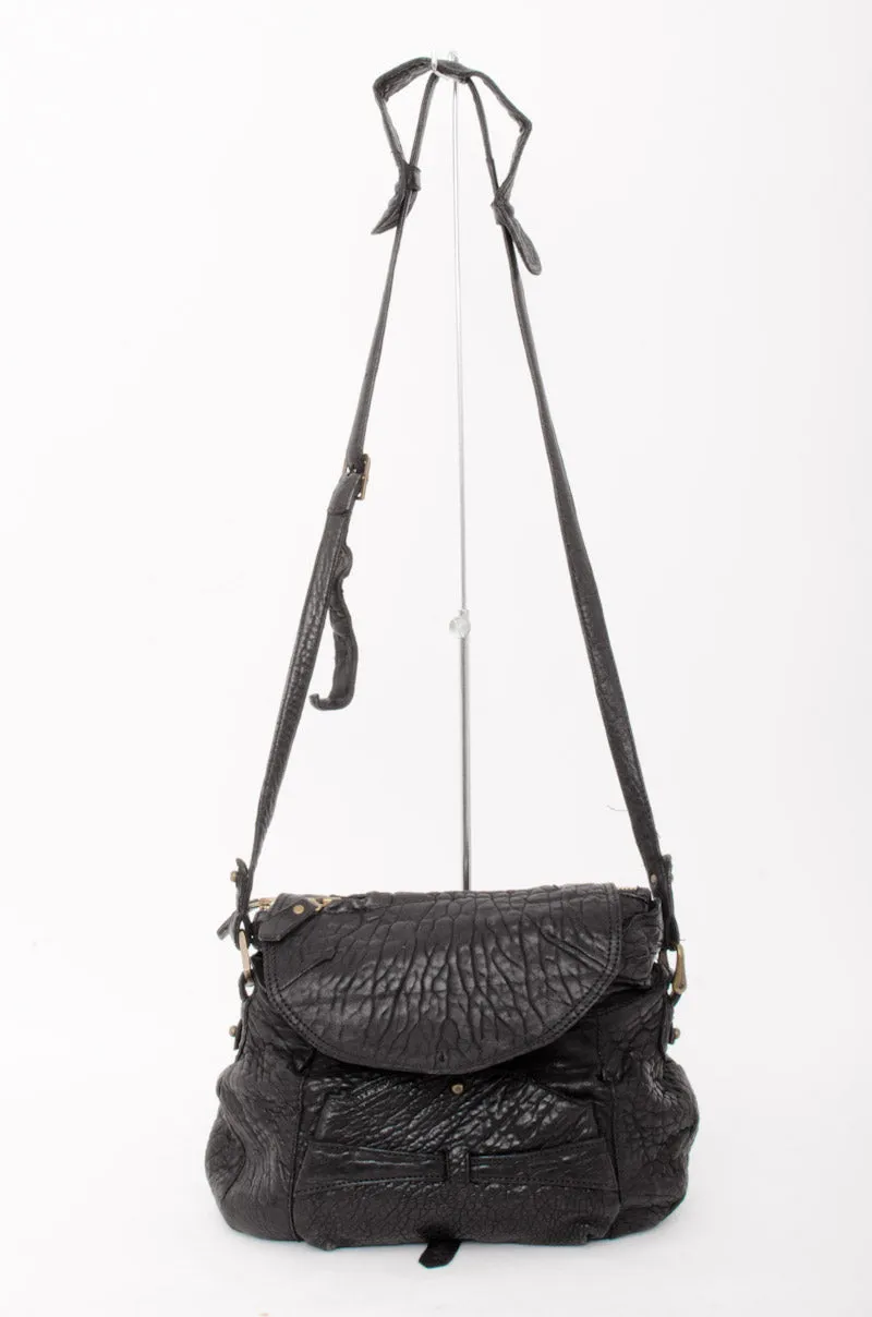 PEBBLED LEATHER FLAP BAG