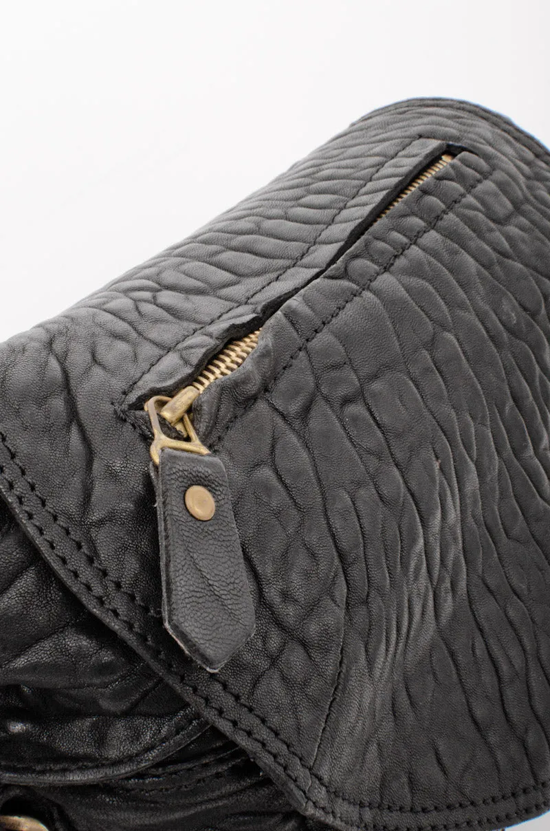 PEBBLED LEATHER FLAP BAG