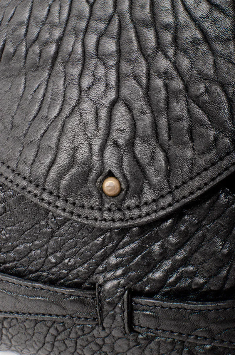 PEBBLED LEATHER FLAP BAG