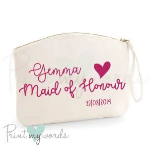 Personalised Hen Party Heart Make Up Bag - Maid Of Honour