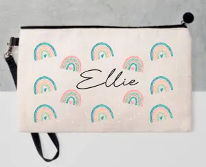 Personalised Rainbow Pencil Case - Linen Bag, Make up bag, Purse