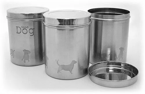 Pet Project Silver 3 Piece Stainless Steel Dog Food Canister -7.5"