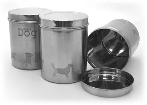 Pet Project Silver 3 Piece Stainless Steel Dog Food Canister -7.5"
