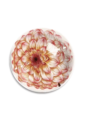Pink Dahlia Blossom French Crystal Dome Paperweight