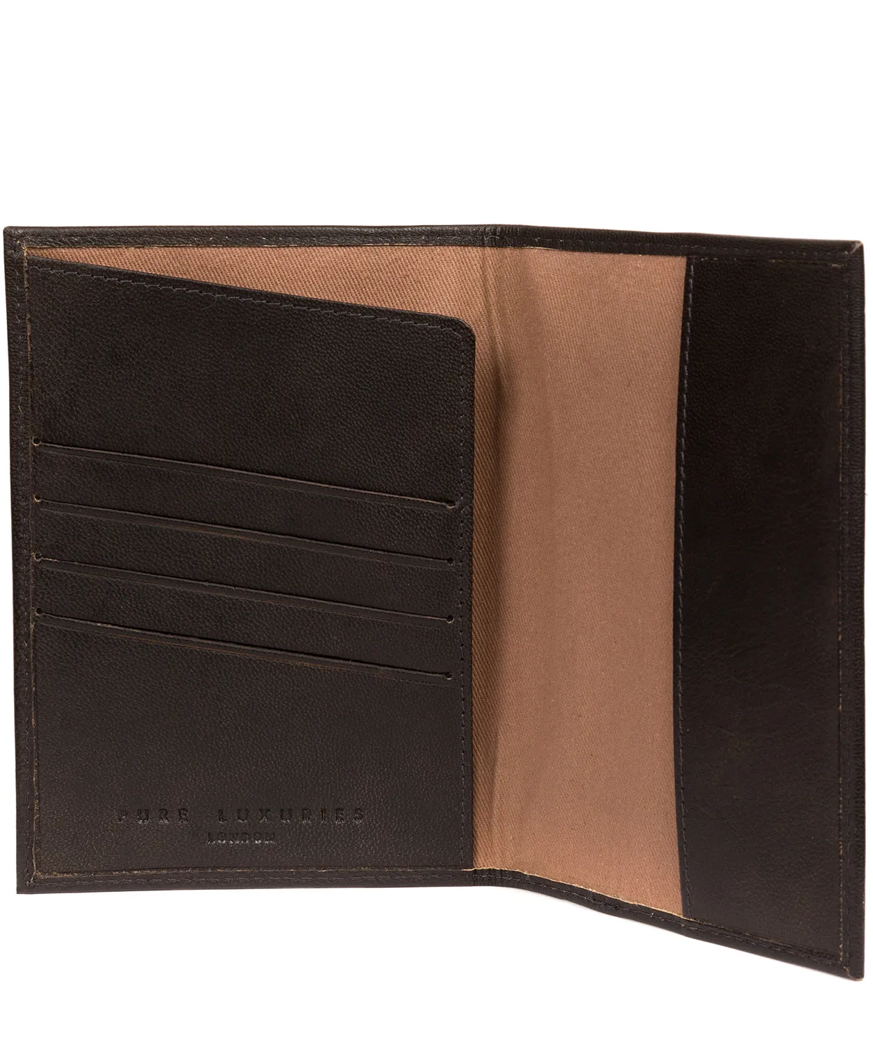 'Plane' Vintage Black Leather Passport Holder