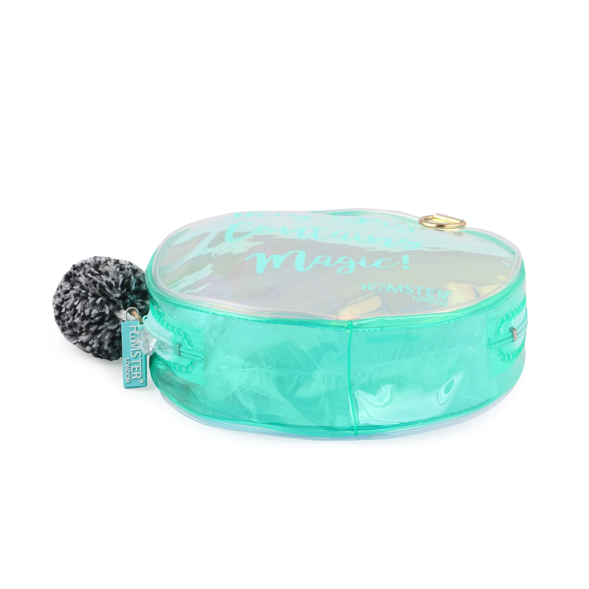 Pom Pom Sling Bag For Makeup Accessories Aqua