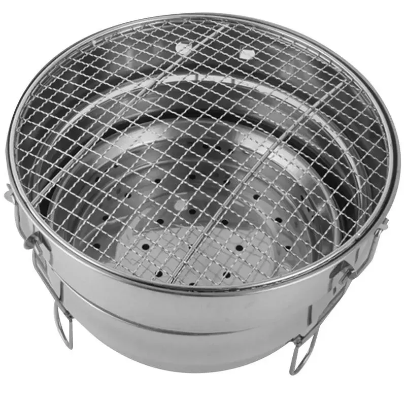 Portable Outdoor BBQ Grill Stainless Steel Fire Pit Charcoal Grill Burner