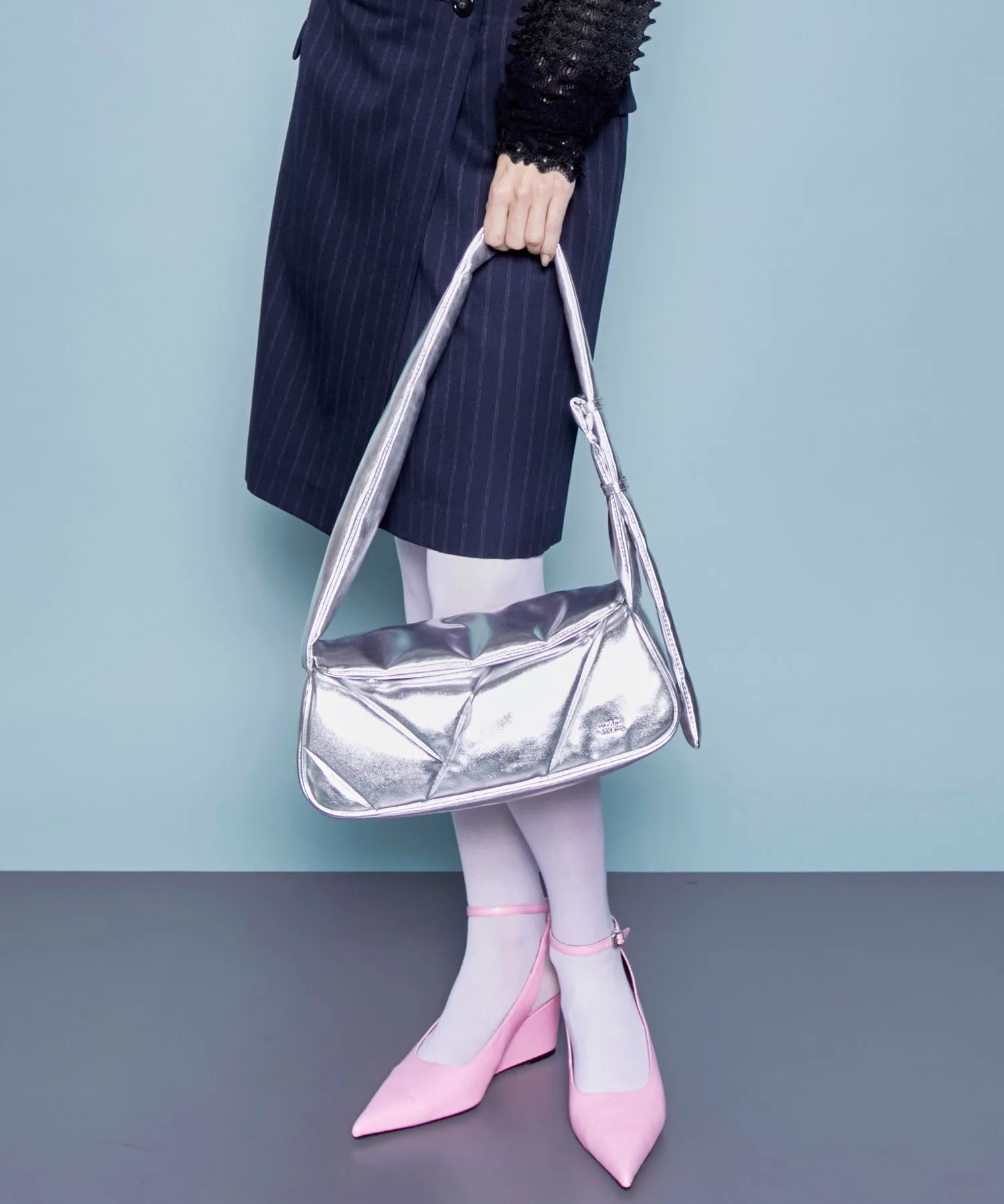 Quilted Narrow Flap Shoulder Bag