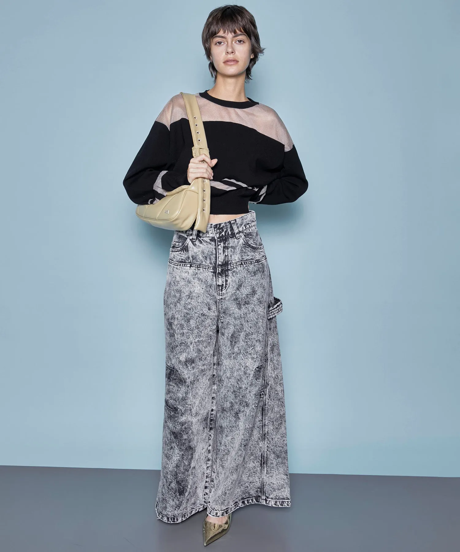 Quilted Narrow Flap Shoulder Bag