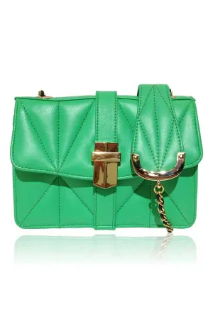 QUILTED SHEEP LEATHER MINI BOX BAG BRIGHT GREEN
