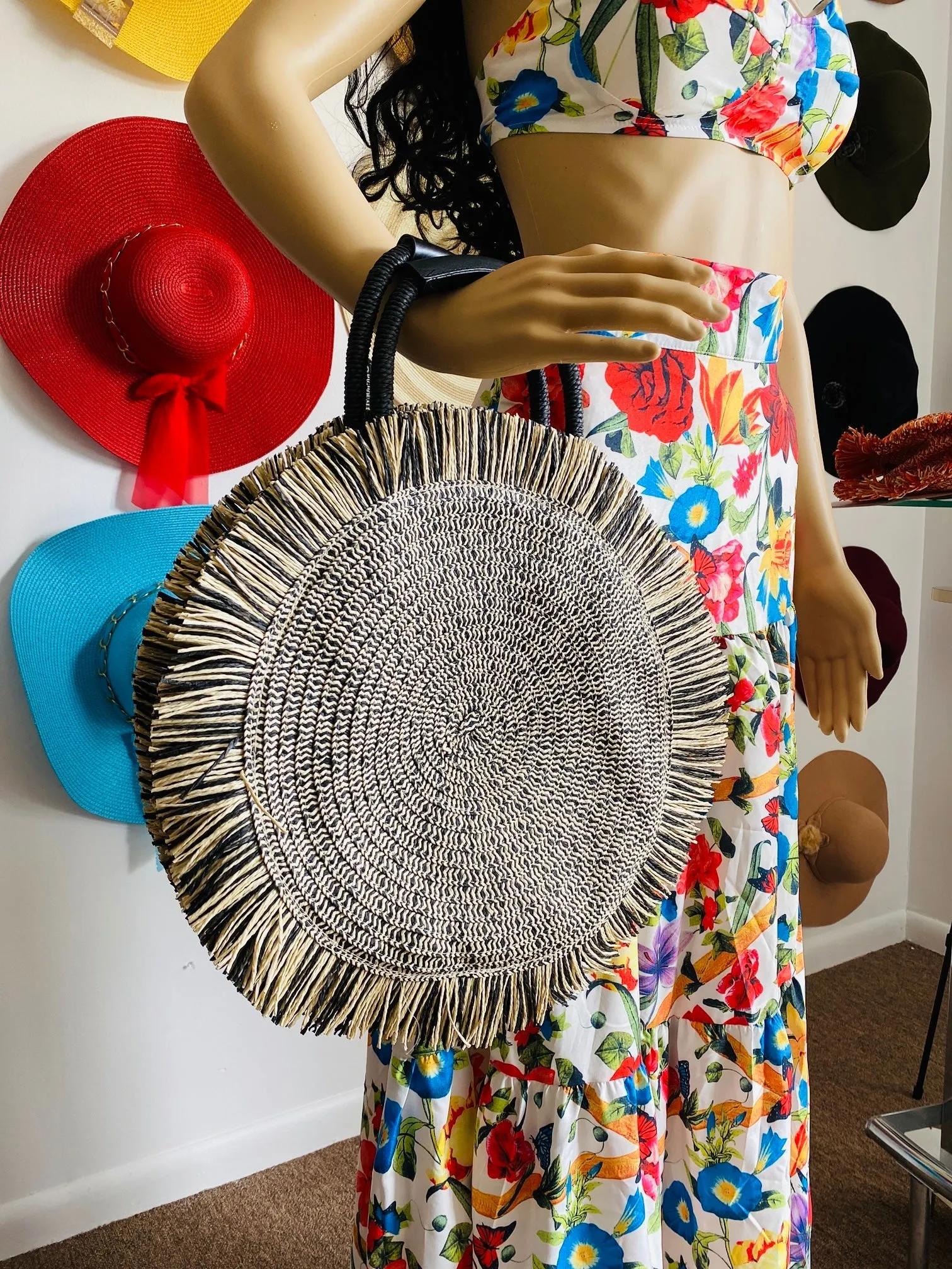 "Hazel" Round Fringe Handbag