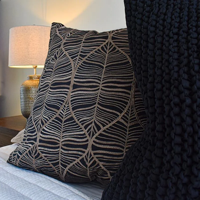 Rake Leaf Black Lounge Cushion