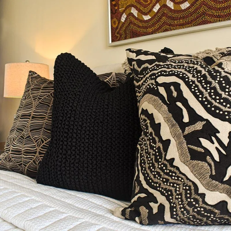 Rake Leaf Black Lounge Cushion