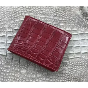 Red Burgundy Alligator Skin Bifold Wallet For Men | Handmade Crocodile Leather Wallet RFID Blocking | VL5539