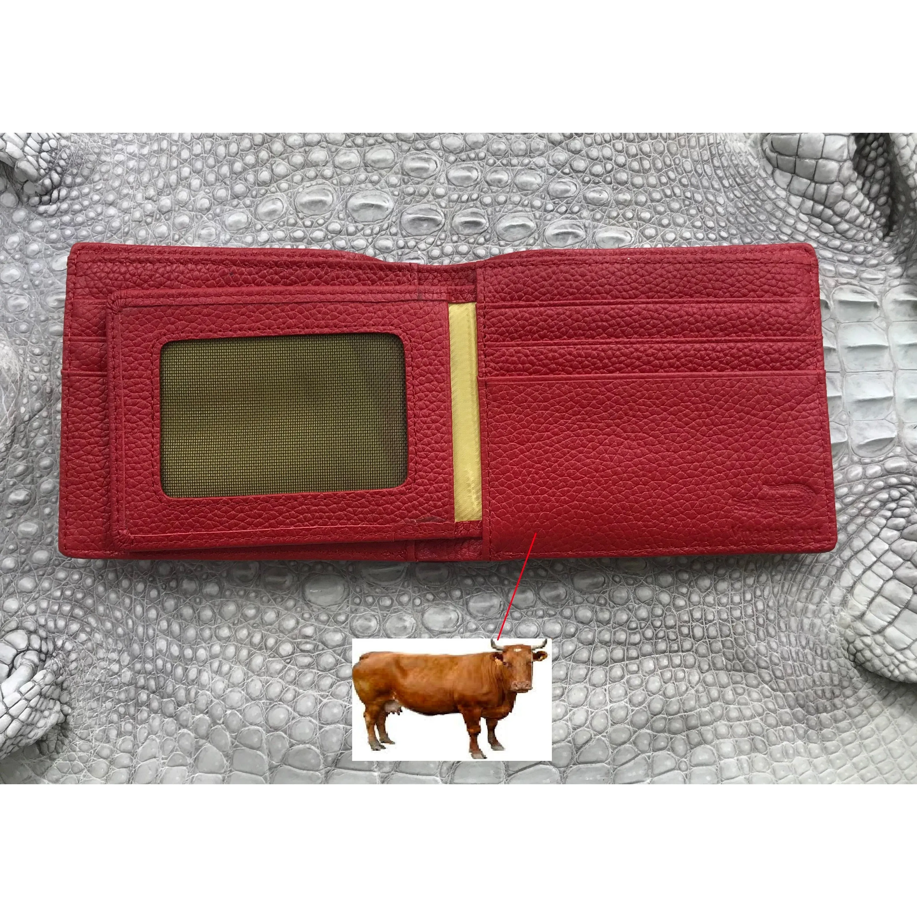 Red Burgundy Alligator Skin Bifold Wallet For Men | Handmade Crocodile Leather Wallet RFID Blocking | VL5539