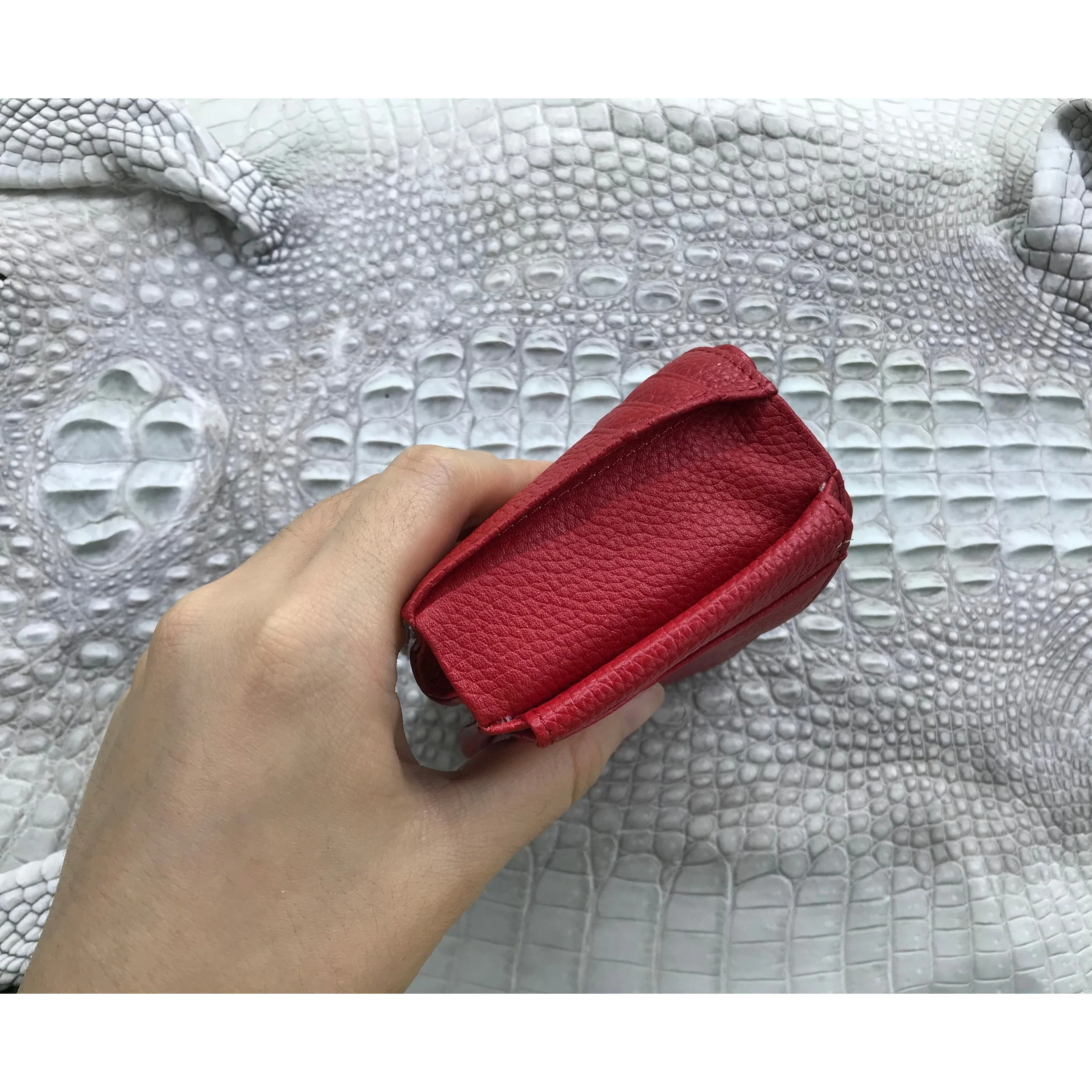 Red Burgundy Alligator Skin Bifold Wallet For Men | Handmade Crocodile Leather Wallet RFID Blocking | VL5539