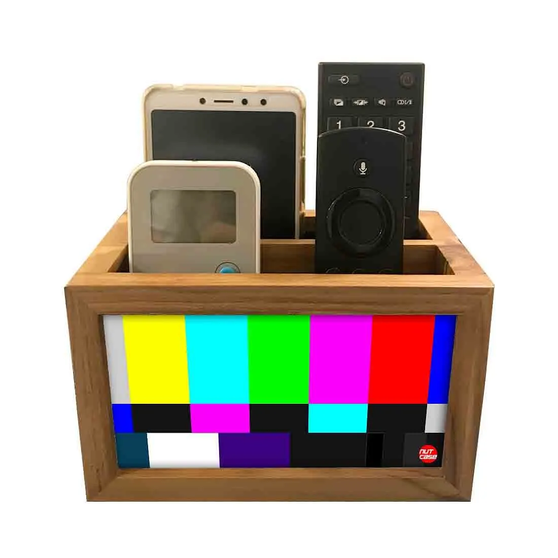Remote Control Stand Holder Organizer For TV / AC Remotes -  NTSC TV Test Card