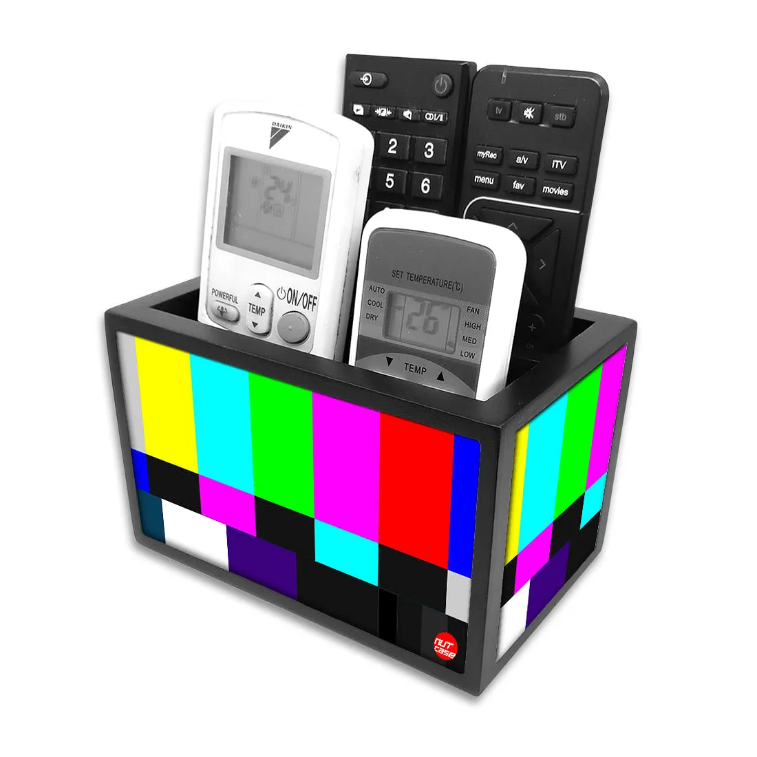 Remote Control Stand Holder Organizer For TV / AC Remotes -  NTSC TV Test Card