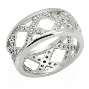 Rhodium Brass Ring with AAA Grade CZ in Clear for Women Style 0W266