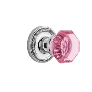 Rope Rosette with Pink Waldorf Knob in Bright Chrome