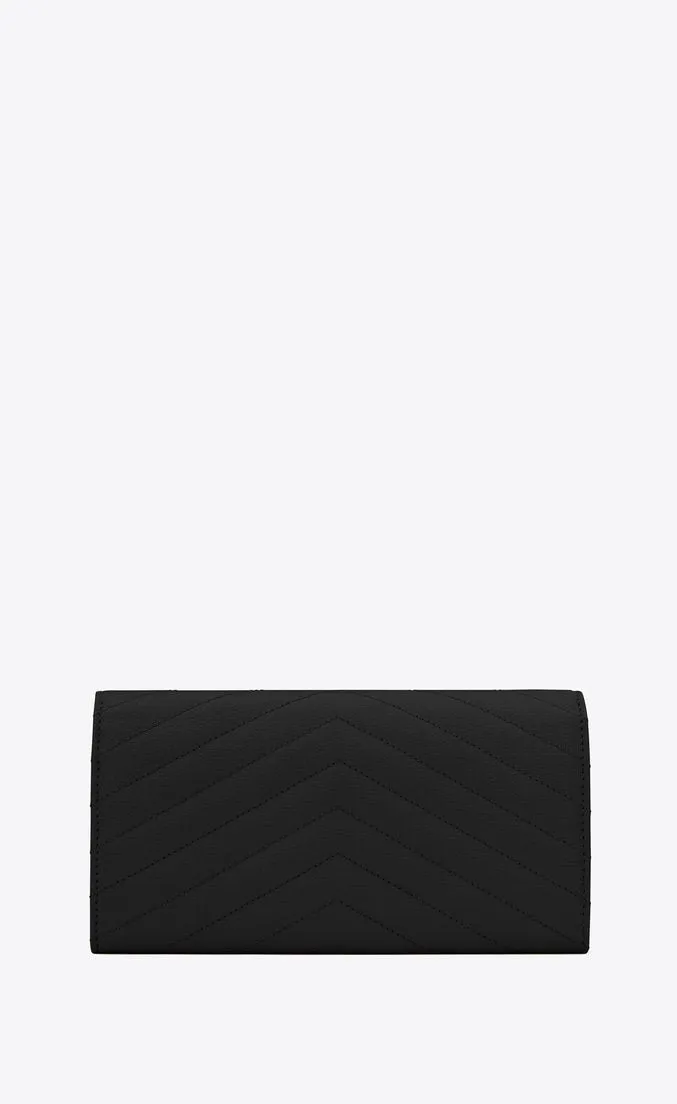Saint Laurent Monogram Large Flap Wallet Black De Poudre