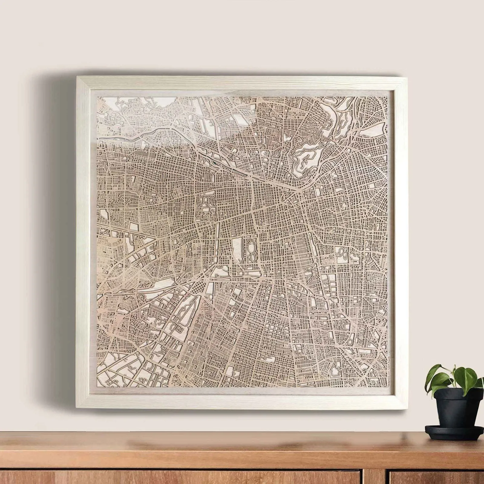 Santiago Wooden Map