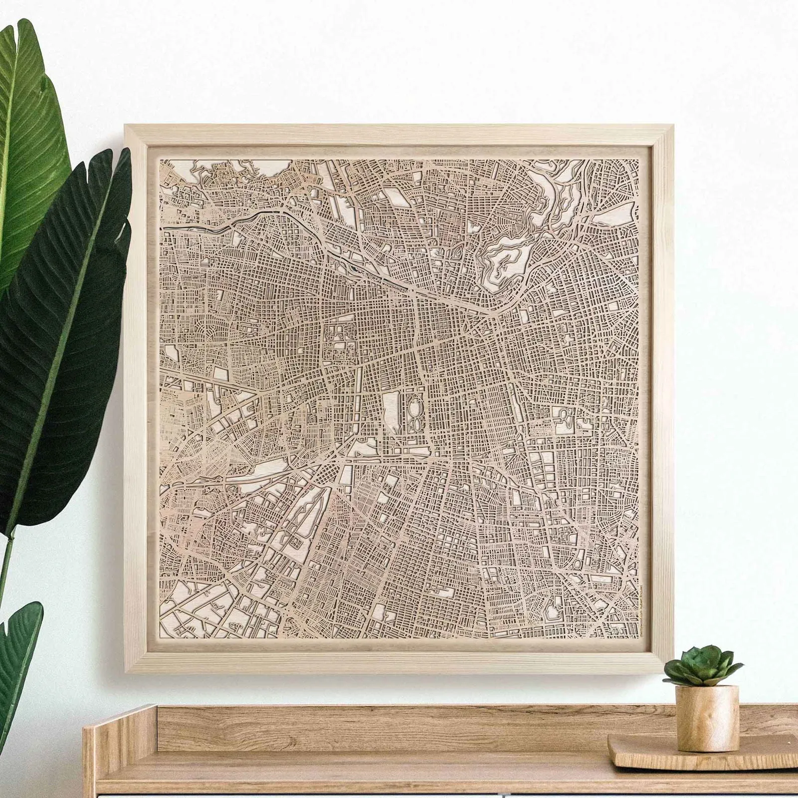 Santiago Wooden Map