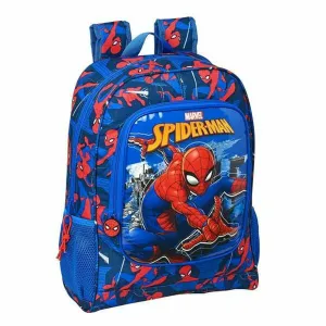 School Bag Spiderman Great power Blue Red 32 x 42 x 14 cm