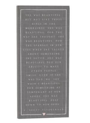 She Was Beautiful Block Sign