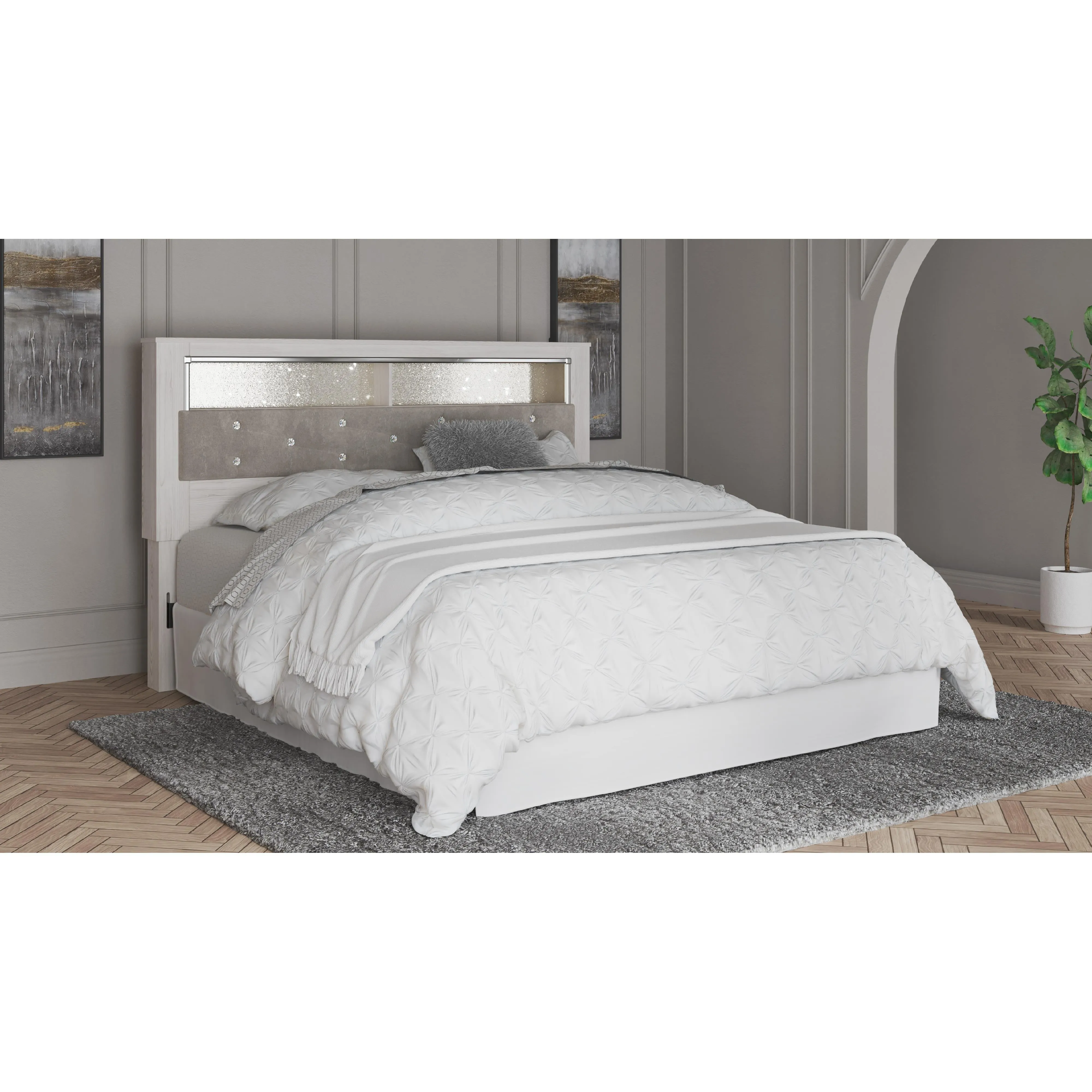 Signature Design by Ashley Altyra B2640-69 King Upholstered Panel Bookcase Headboard