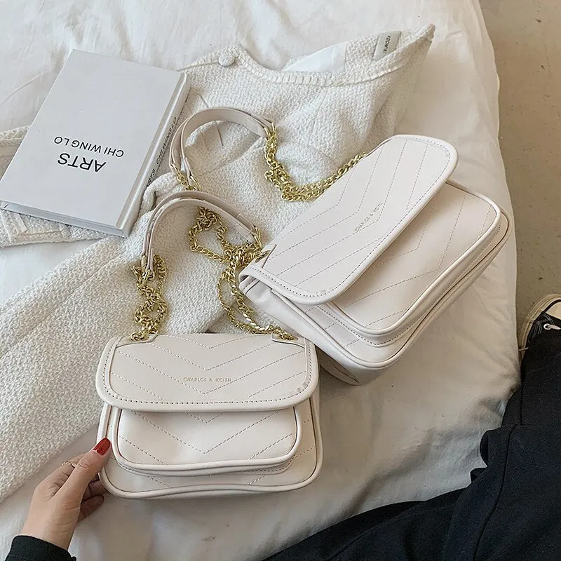 Simple casual chain bag ladies fashion messenger bag pure color female bag luxury designer shoulder bag lady bag