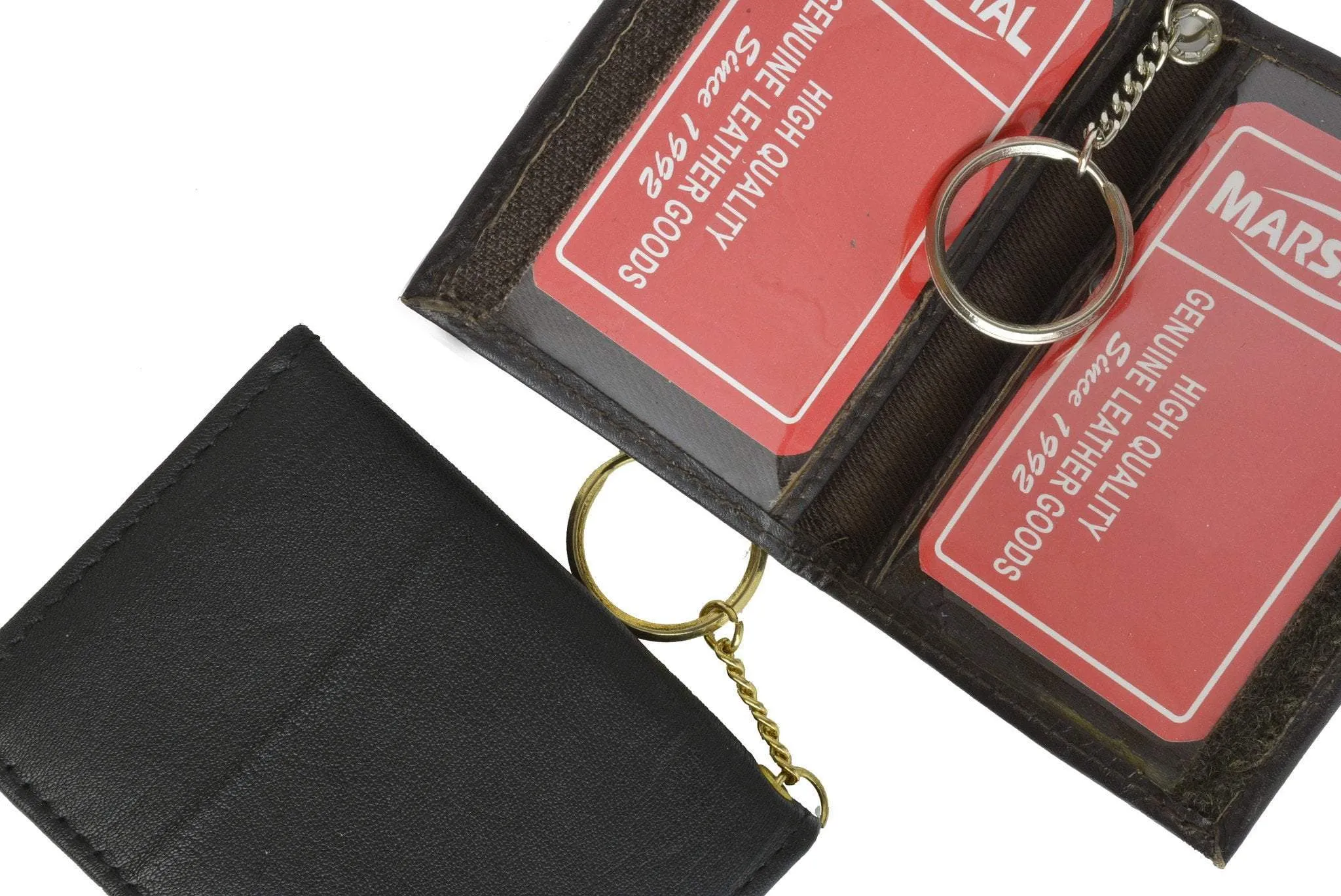 Slim Thin Lamb Leather Credit Card ID Mini Wallet Bifold Driver's License Safe with Key 515 (C)