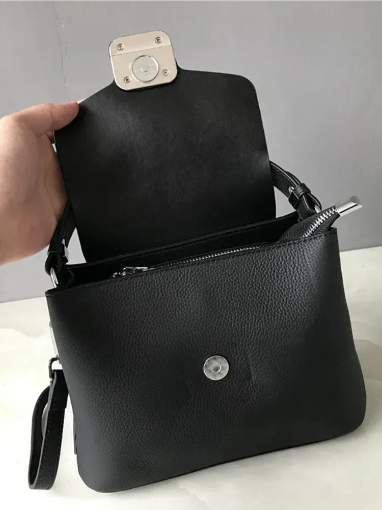 Soft Genuine Leather Flap Casual Strap Crossbody Totes Handbag Bag