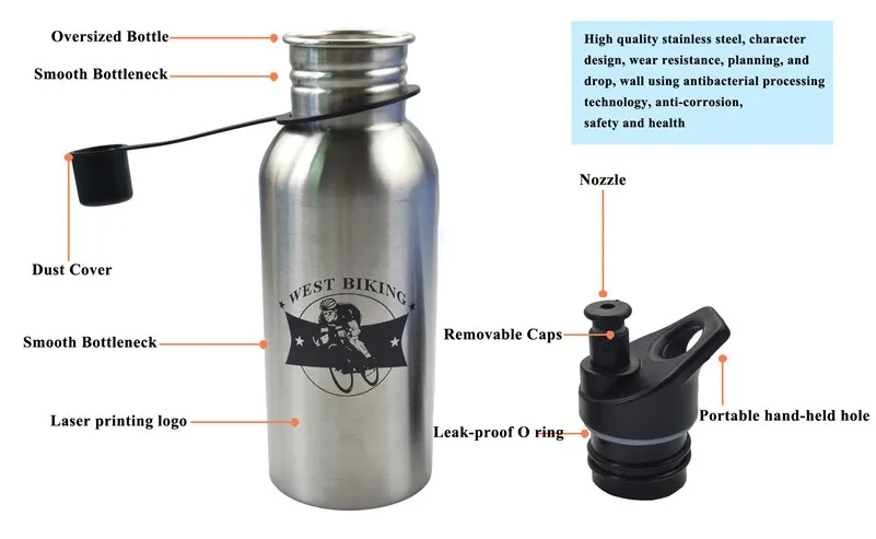 Sports Travel Drinkware Kettle Stainless Steel MTB Bicycle Riding Garrafa Mountain Bike Cycling Water Drink Bottle
