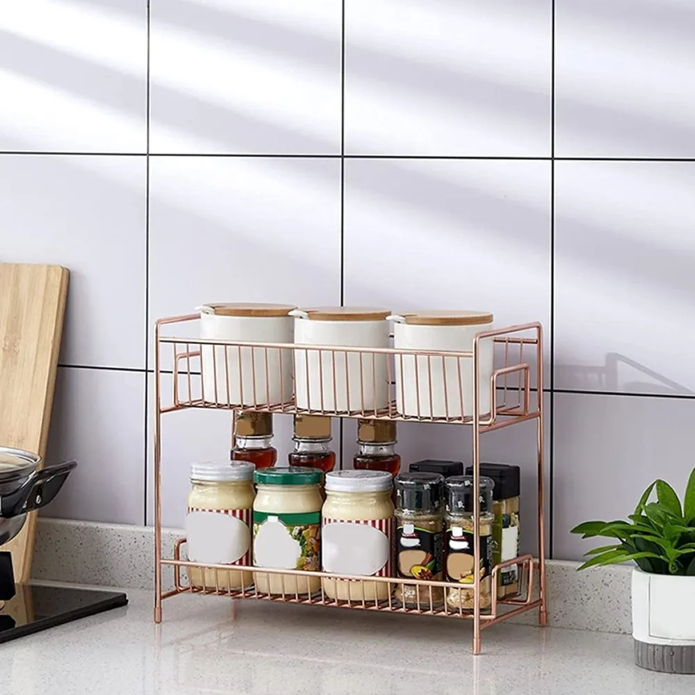 Stainless Steel 2 Layer Kitchen Storage Organizer/ Bathroom Rack