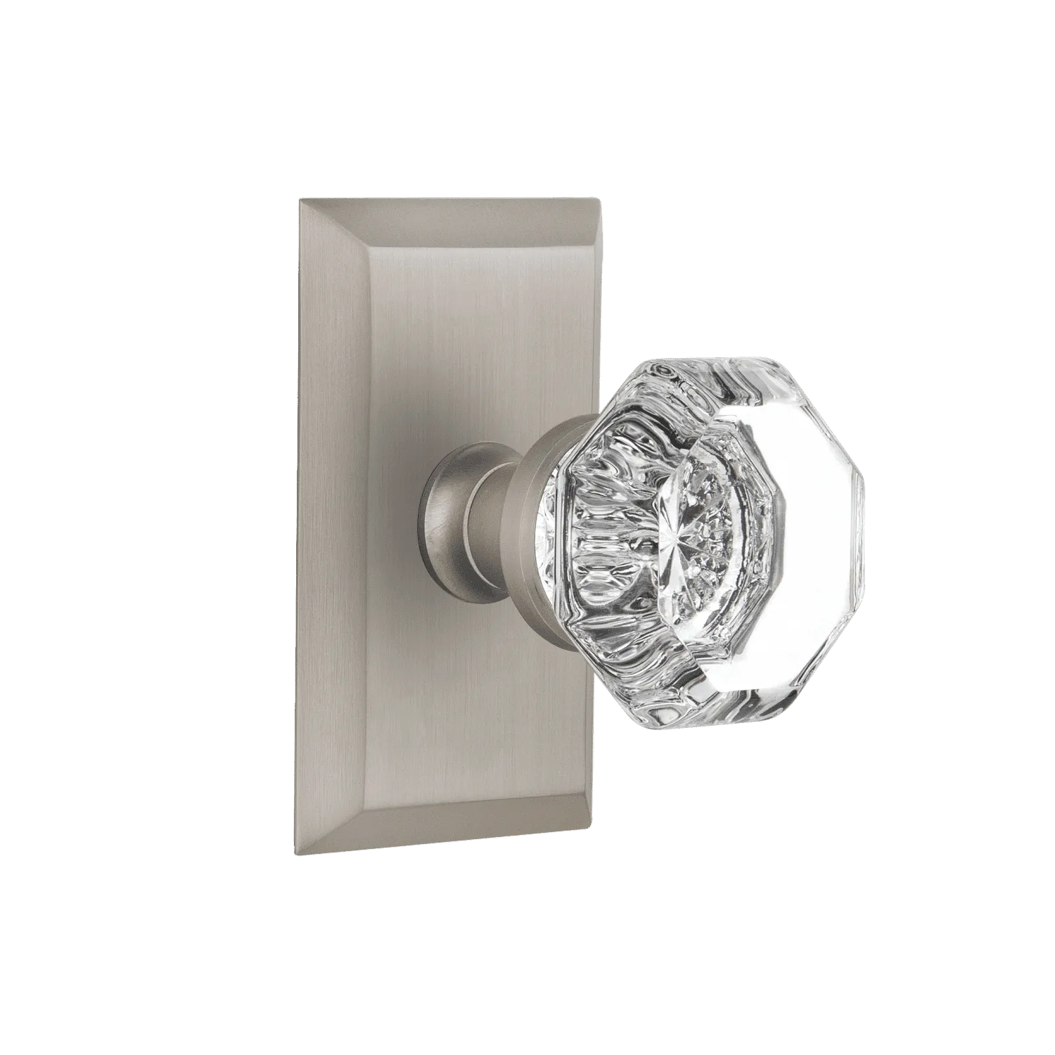 Studio Short Plate with Waldorf Knob in Satin Nickel