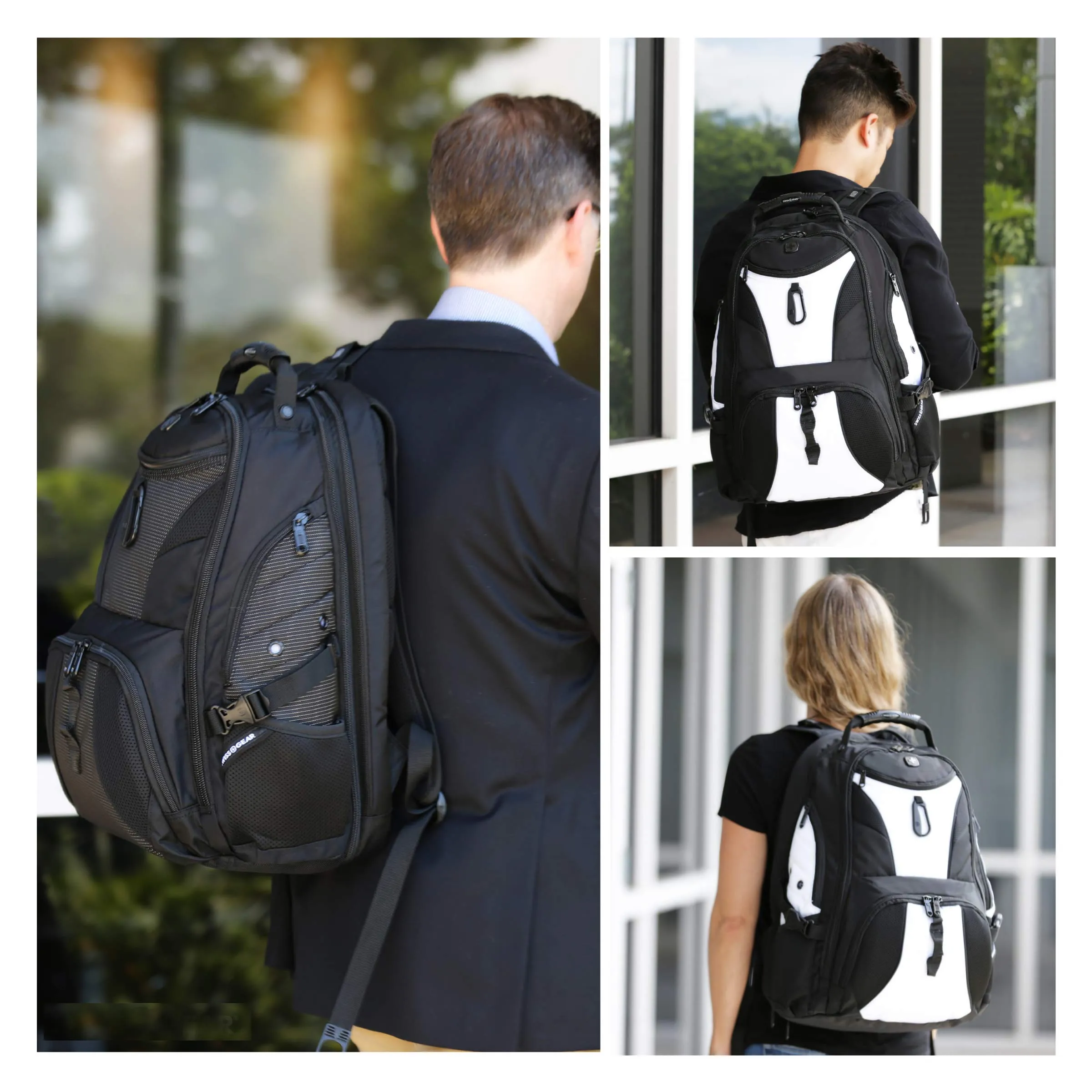 SWISSGEAR Large ScanSmart Laptop Backpack | TSA-Friendly Carry-on | Travel, Work, School | Men's and Women's - Black/White
