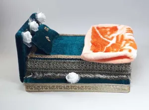Thakur Ji Bed Laddu Gopal Ji Wool Bed With Blanket Usable 0 To 3 No (Green, Pack of 3)
