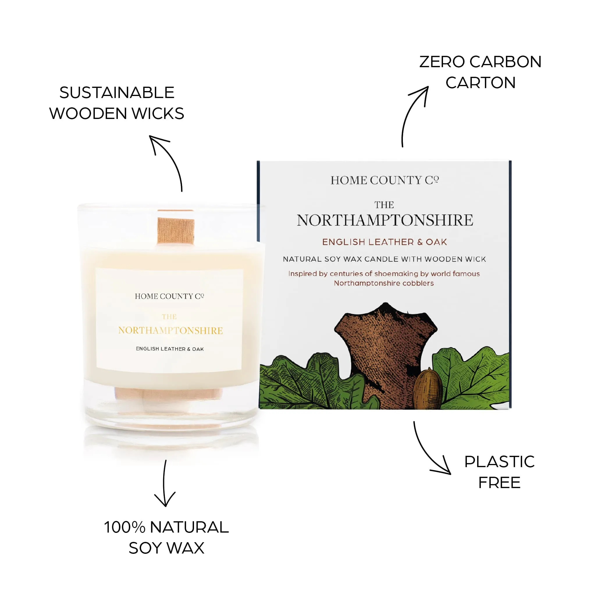 The Northamptonshire - English Leather and Oak Candle