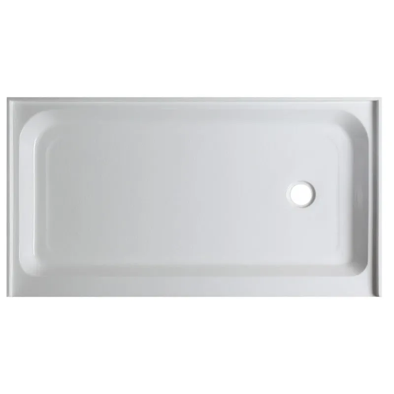 Tier 60" x 36" x 5.5" Right Drain Acrylic Shower Base in Glossy White