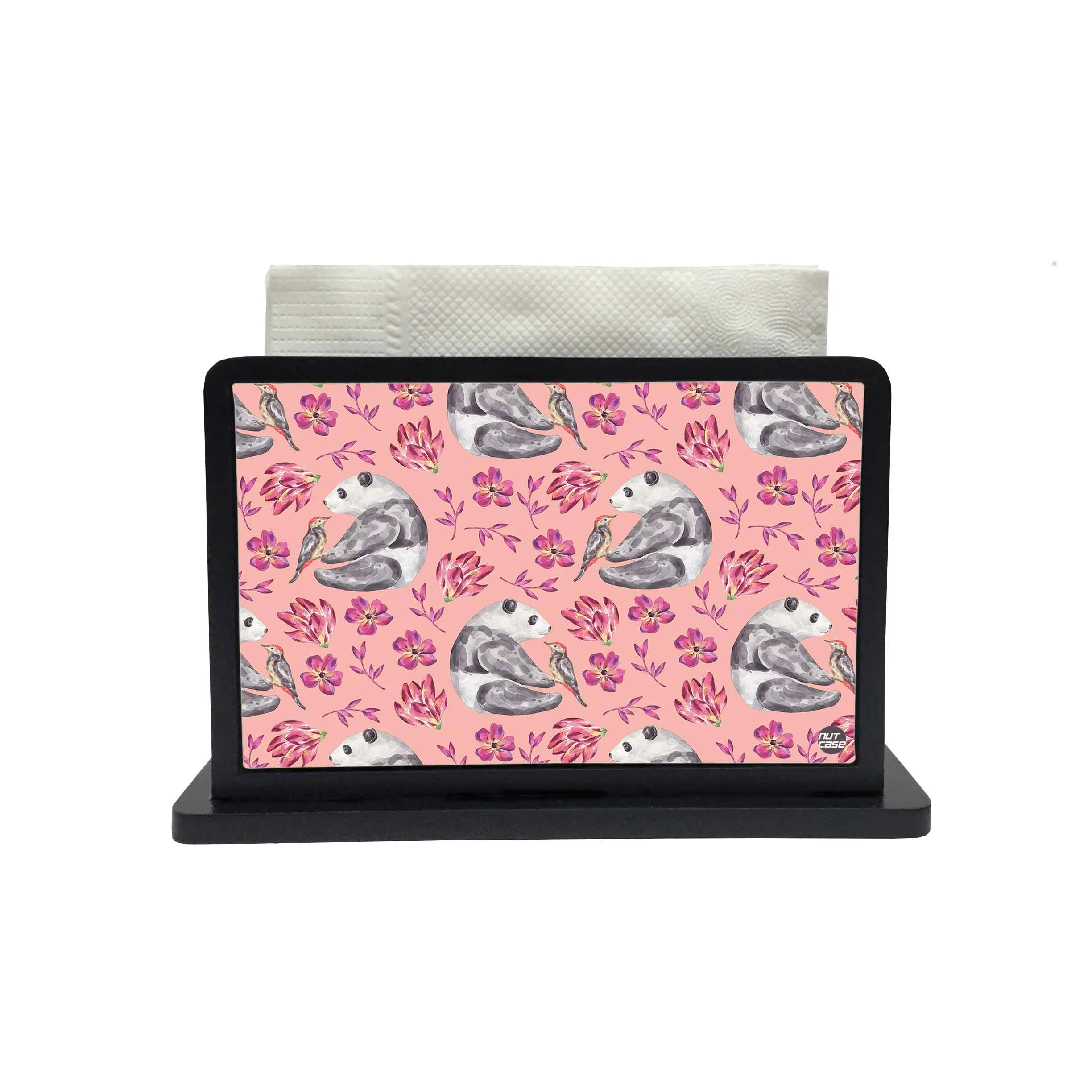 Tissue Paper Napkin Holder Stand - Pink Floral Panda
