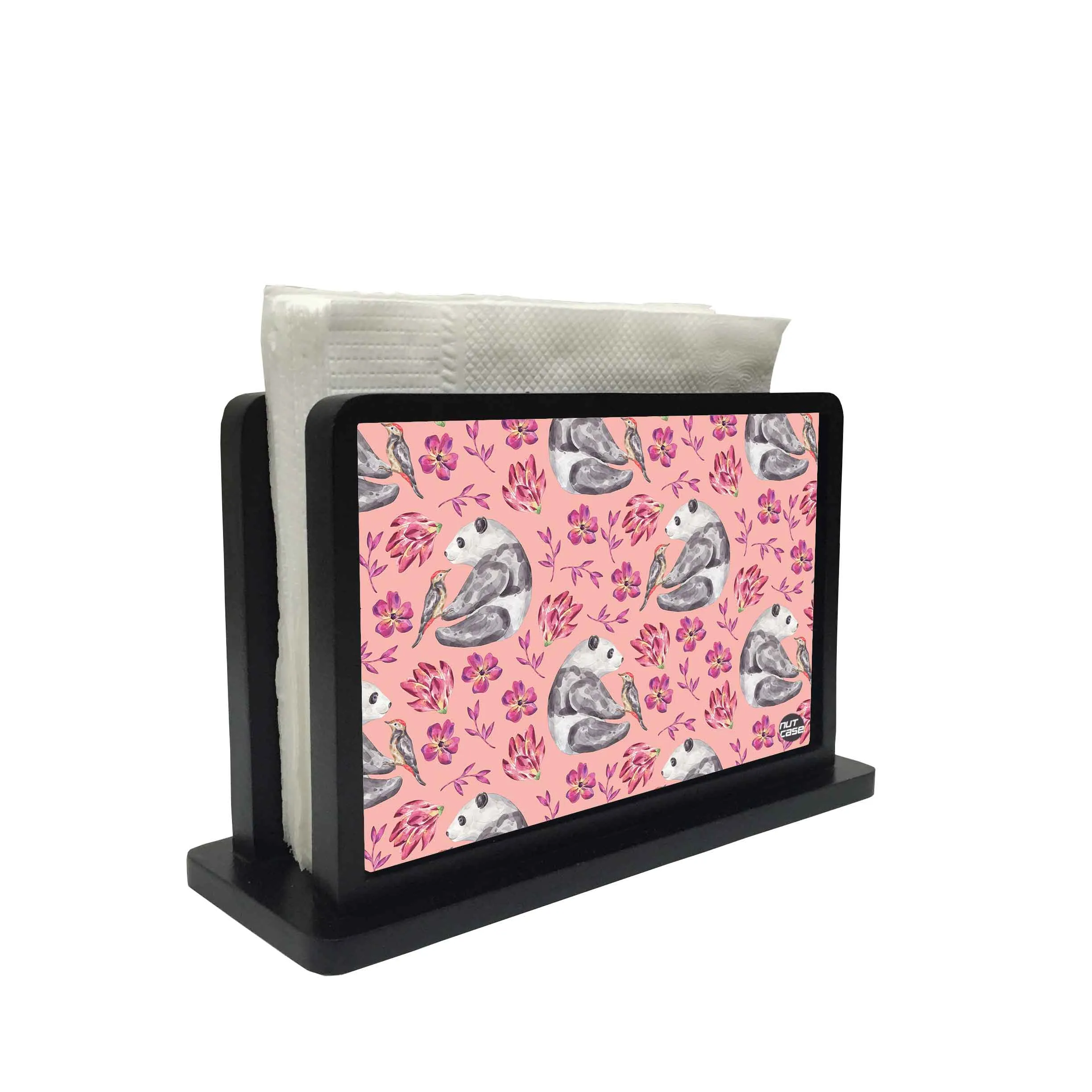 Tissue Paper Napkin Holder Stand - Pink Floral Panda