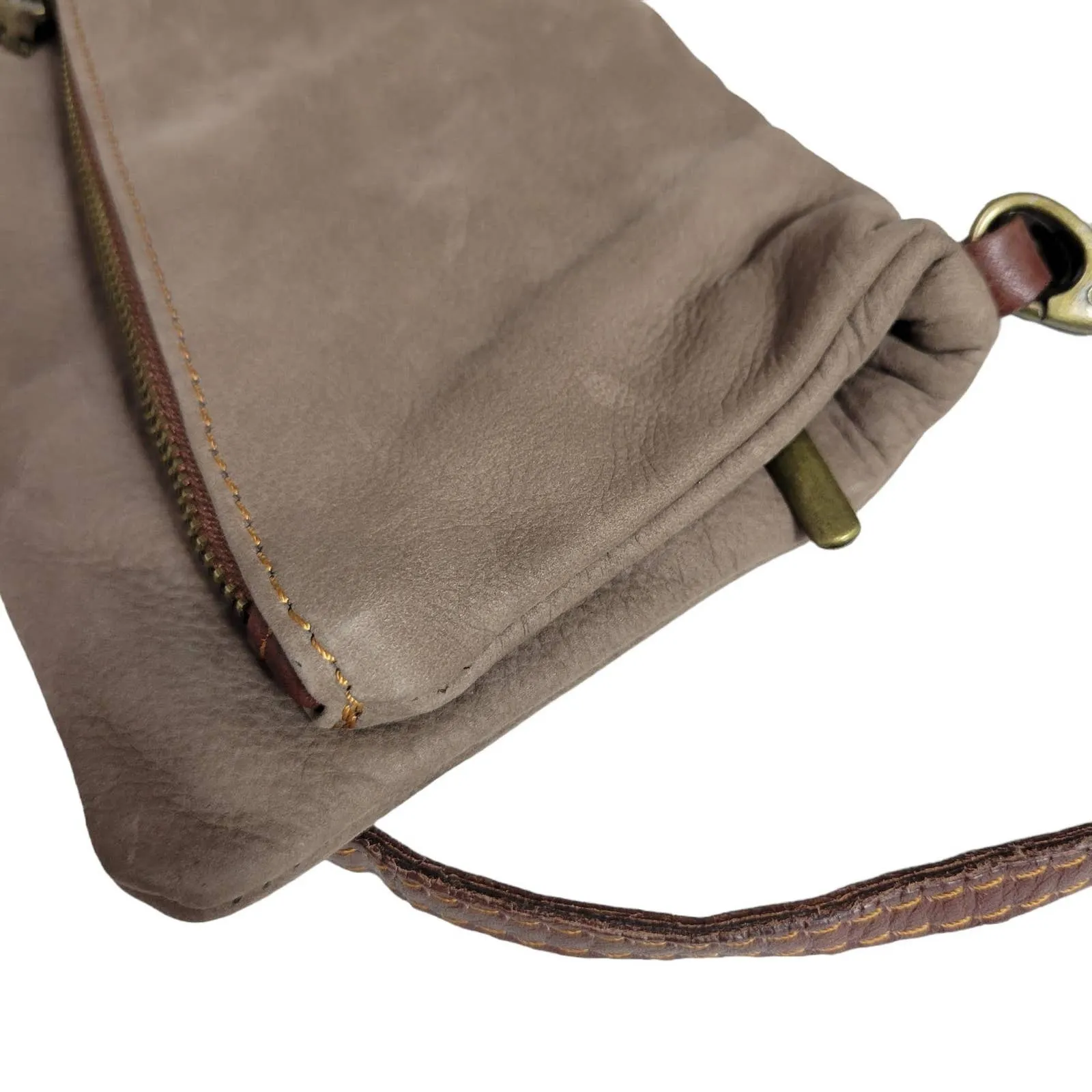 Toscana Foldover Convertible Bag Crossbody Brown Leather Minimalist Clutch Pouch