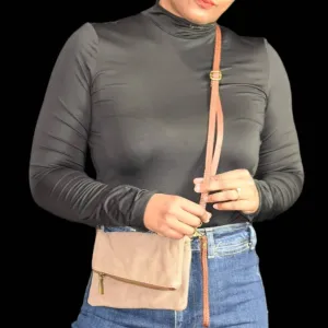 Toscana Foldover Convertible Bag Crossbody Brown Leather Minimalist Clutch Pouch
