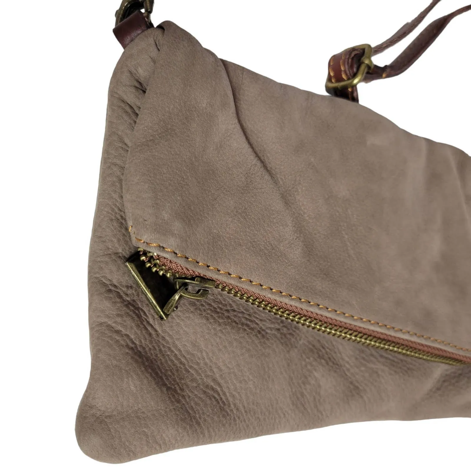 Toscana Foldover Convertible Bag Crossbody Brown Leather Minimalist Clutch Pouch