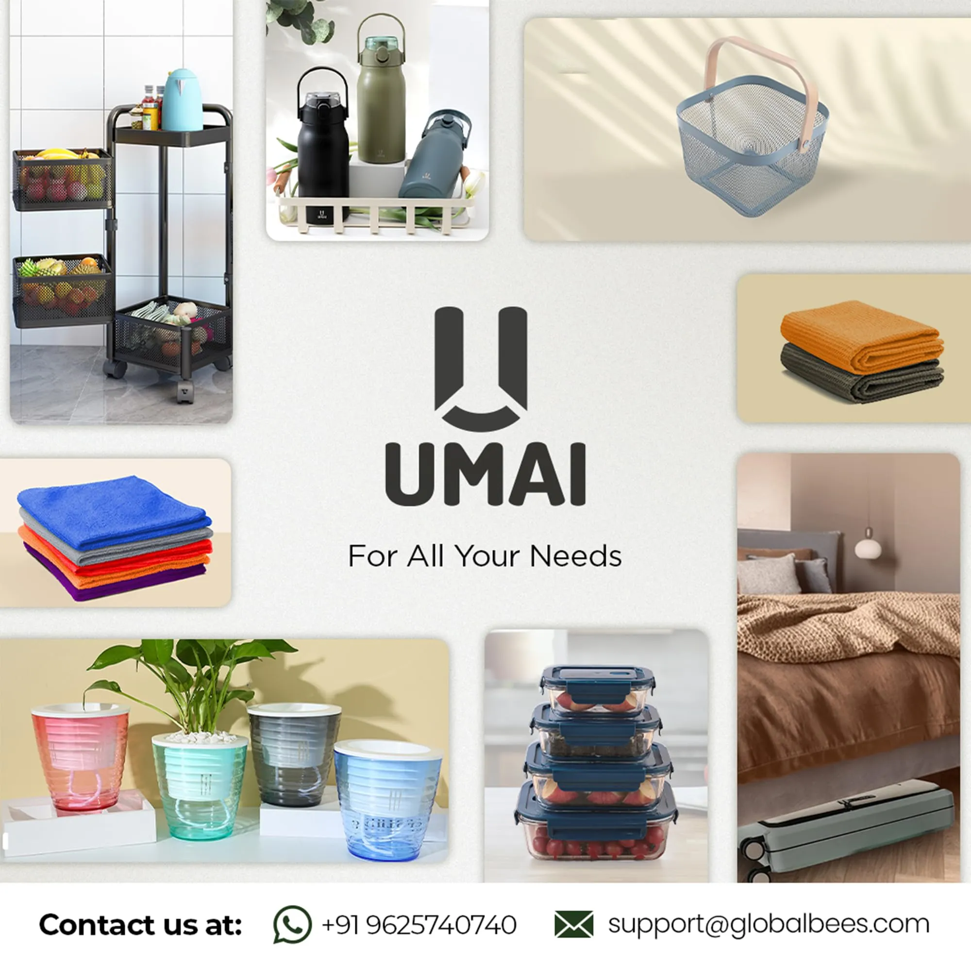 UMAI Umbrella Stand For Home (9cm) | Wooden Umbrella Holder | Wall Mounted Storage Organizer | Home Storage Organizer | Umbrella Storage Rack | Home Organizer Items Stand For Umbrella