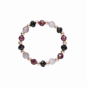 Unity Schwarzer Onyx Granat Labradorit Goldfarbig Ring