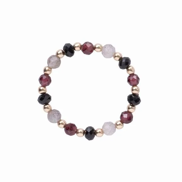 Unity Schwarzer Onyx Granat Labradorit Goldfarbig Ring