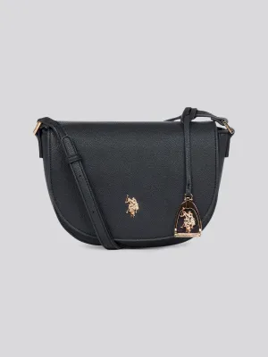 U.S. Polo Assn. Womens Jones Flap Crossbody Bag in Black